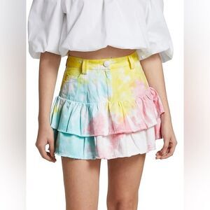 Loveshackfancy Skirts Landen Skirt Rainbow Radial Tie Dye size 10